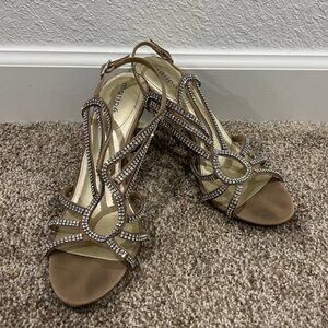 Maripe Champagne/Gold Rhinestone Heels Size 10